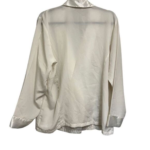 Vintage Victoria Secret Gold Tag White Ivory Long Sleeve Button Down Blouse Size - Picture 2 of 3